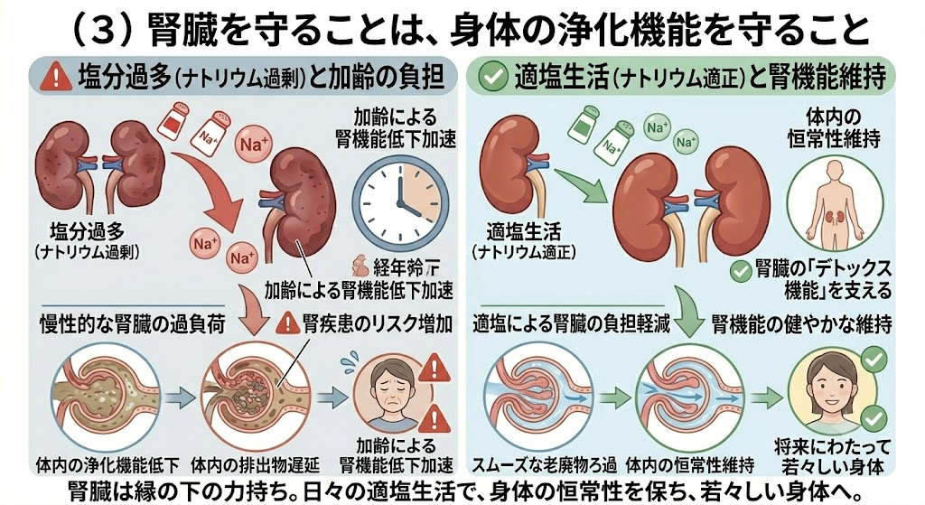 (3)腎臓を守ることは、身体の浄化機能を守ること