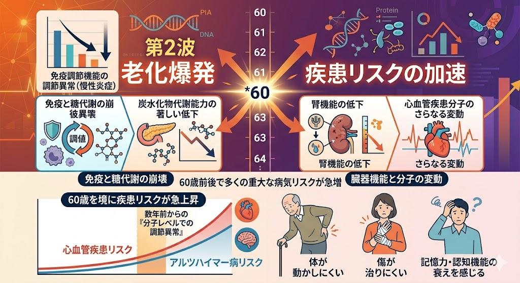 60代前半の第2波——免疫と糖代謝の崩壊、疾患リスクの加速