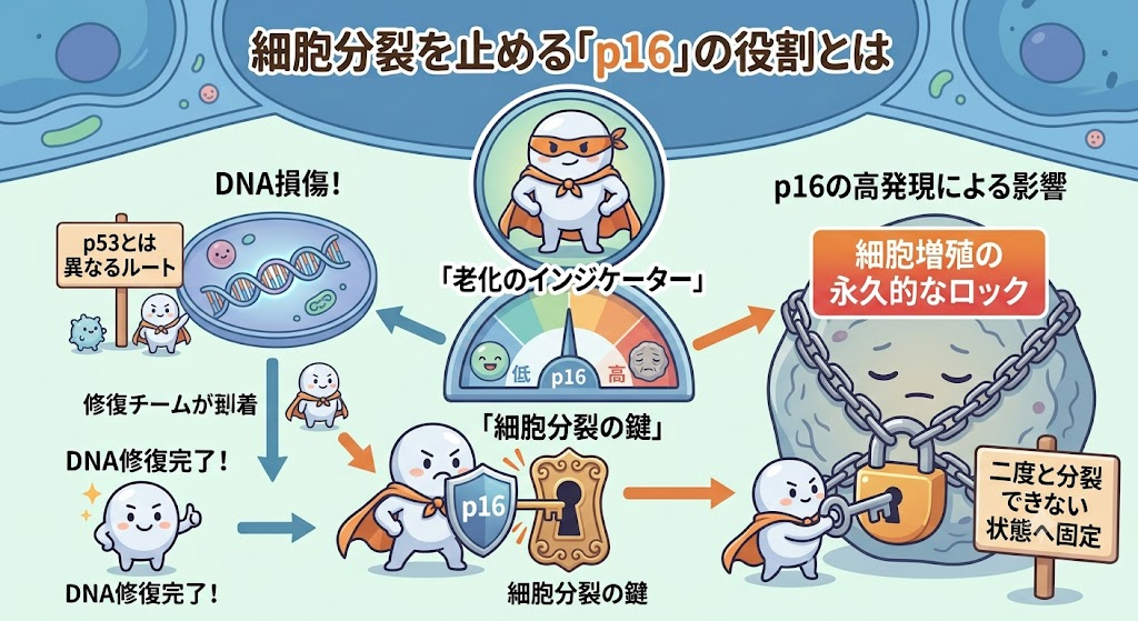 「p16」は、「老化のインジケーター」と呼ばれる存在