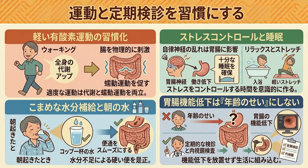 運動と定期検診を習慣にする