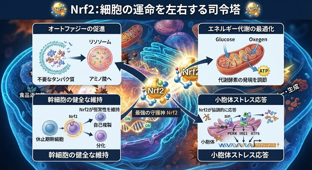 Nrf2:抗酸化を超えた役割~細胞の運命を左右するあらゆるプロセスに深く関与