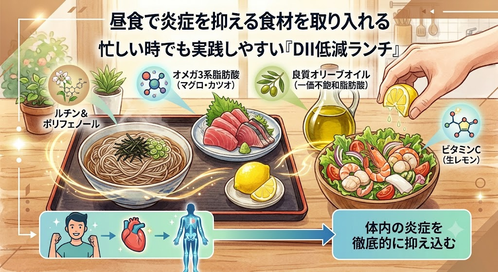 昼食で炎症を抑える食材を取り入れる