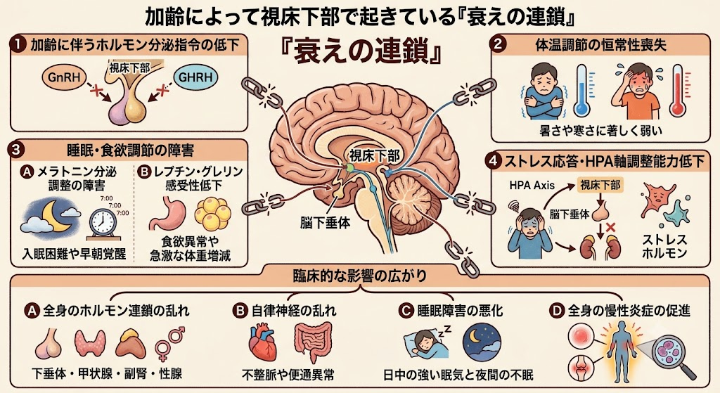 加齢によって視床下部で起きている「衰えの連鎖」