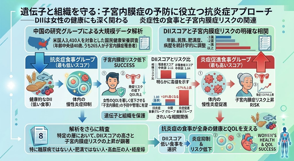 遺伝子と組織を守る:子宮内膜症の予防に役立つ抗炎症アプローチ──DIIは女性の健康にも深く関わる