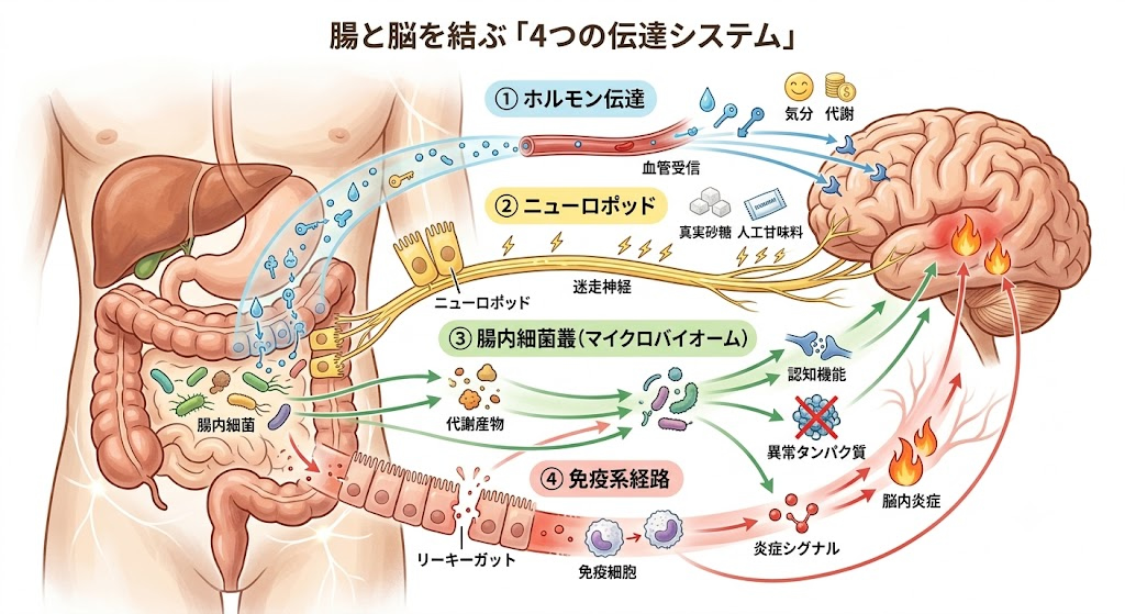 腸と脳を結ぶ「4つの伝達システム」