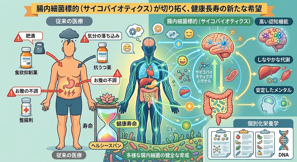 腸内細菌を標的にする「サイコバイオティクス」という新たな希望──健康寿命を支える鍵は「腸」にある