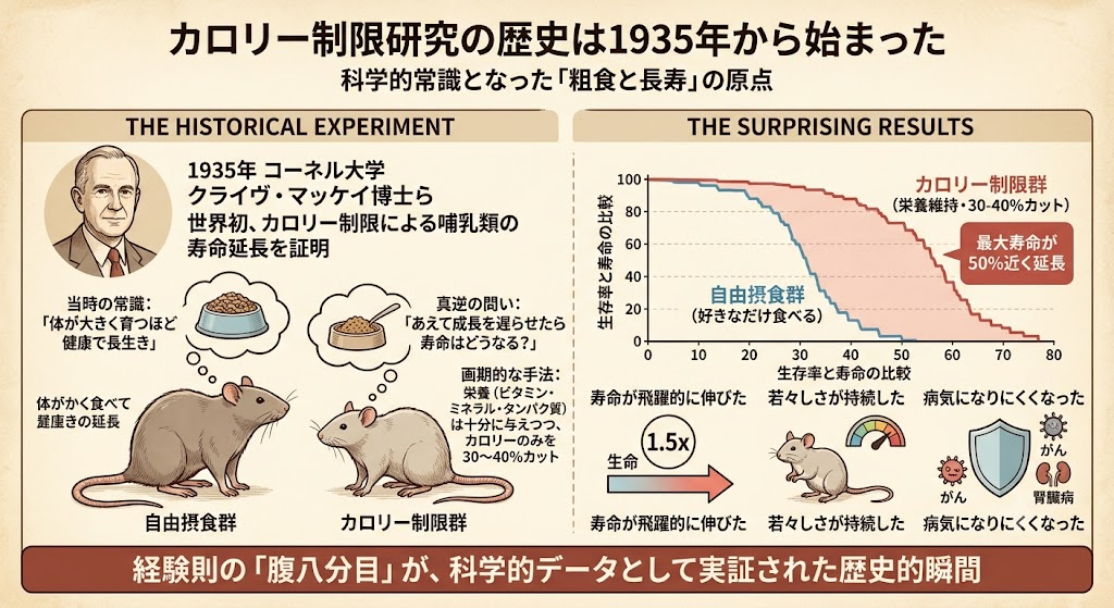 カロリー制限研究の歴史は1935年から始まった