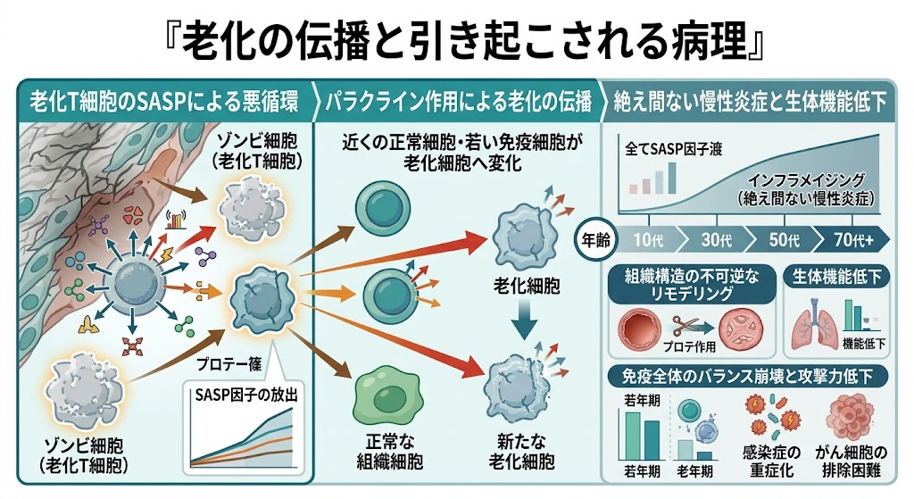 老化の伝播と引き起こされる病理