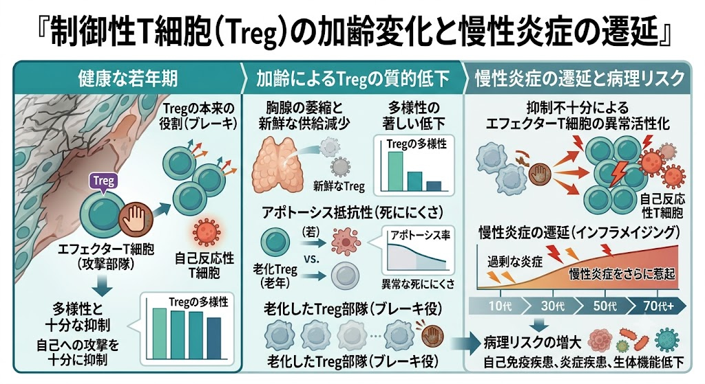 制御性T細胞（Treg）の加齢変化と慢性炎症の遷延
