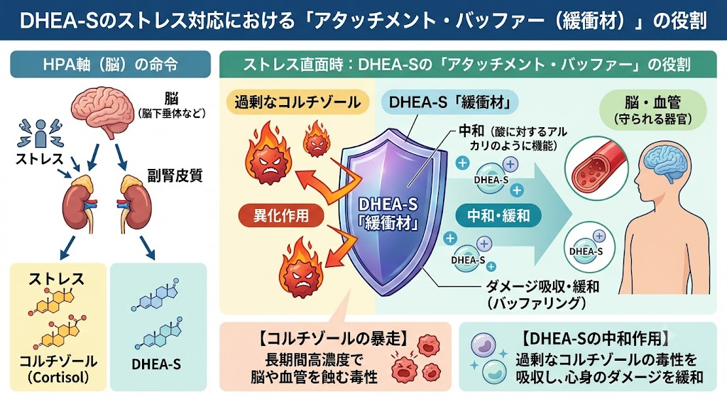 DHEA-Sのストレス対応における「アタッチメント・バッファー（緩衝材）」の役割