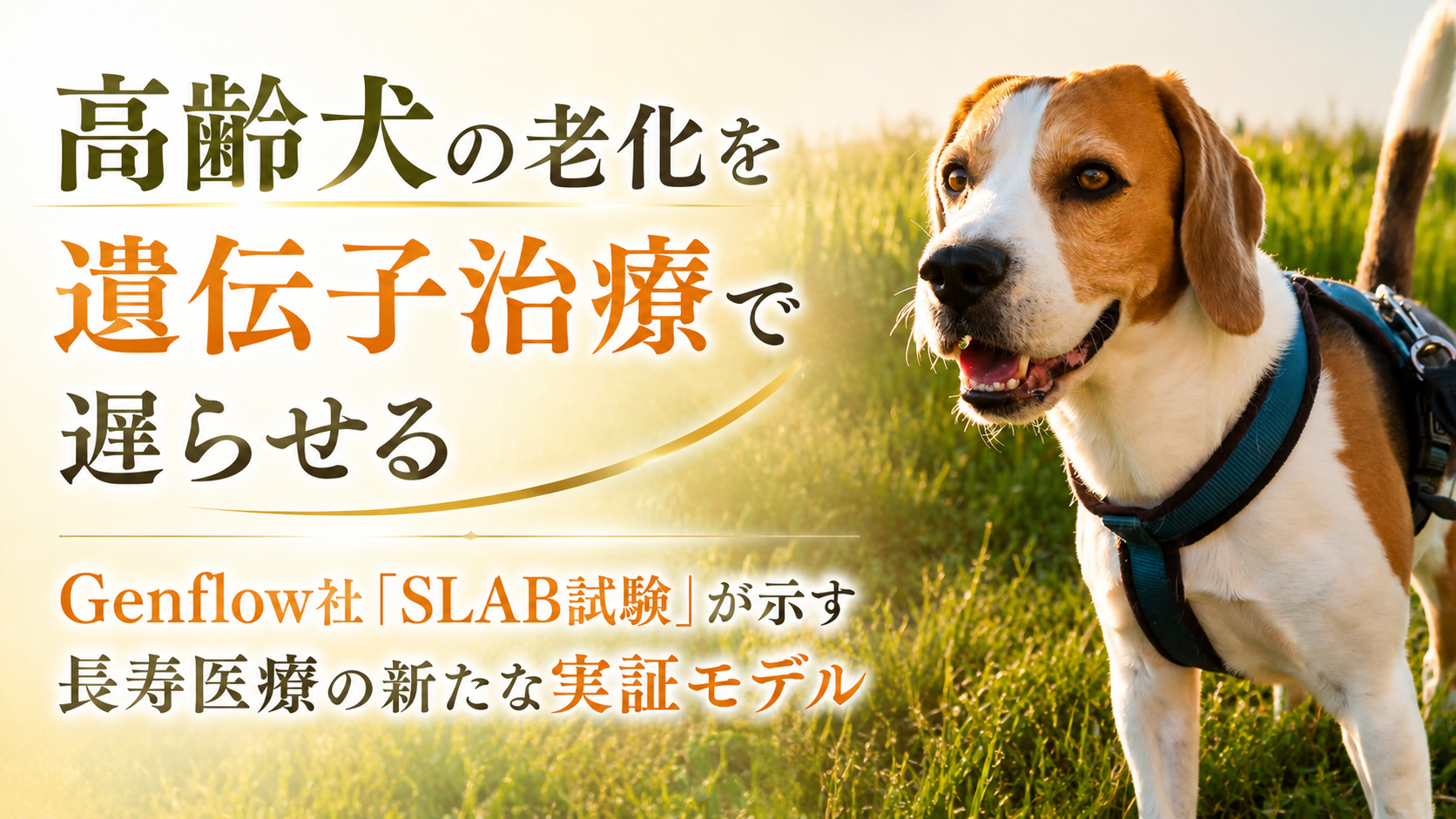 高齢犬の老化を遺伝子治療で遅らせる──Genflow社「SLAB試験」が示す長寿医療の新たな実証モデル