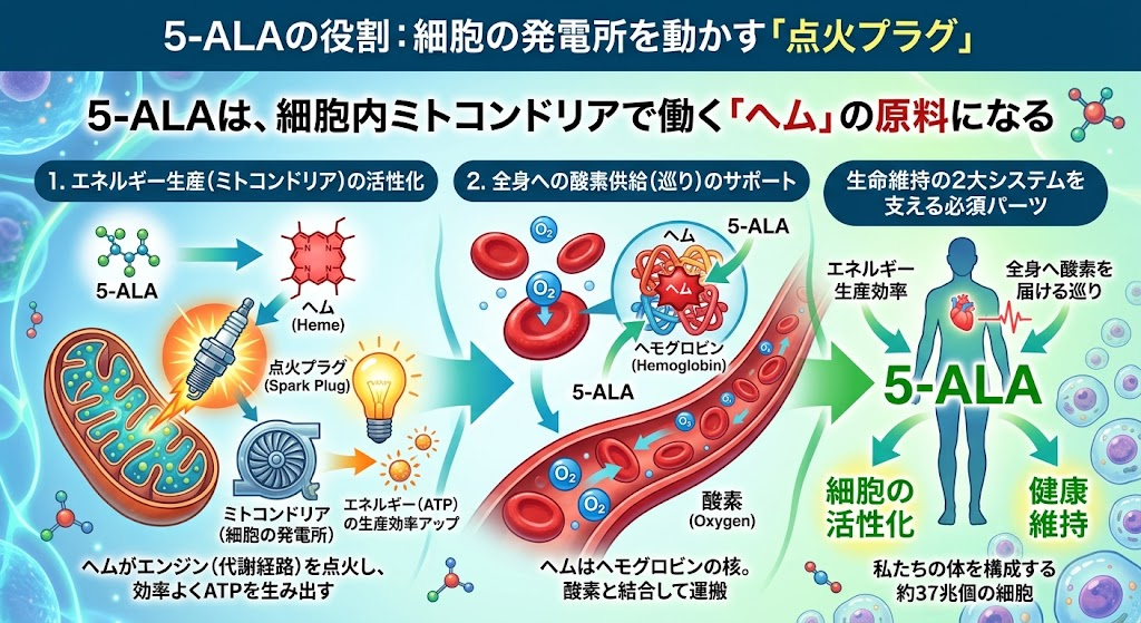 5-ALAとは：細胞の発電所を動かす「点火プラグ」