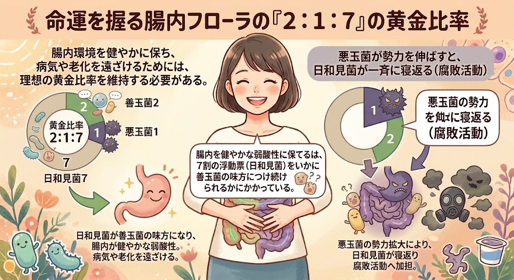 命運を握る腸内フローラの「２：１：７」の黄金比率
