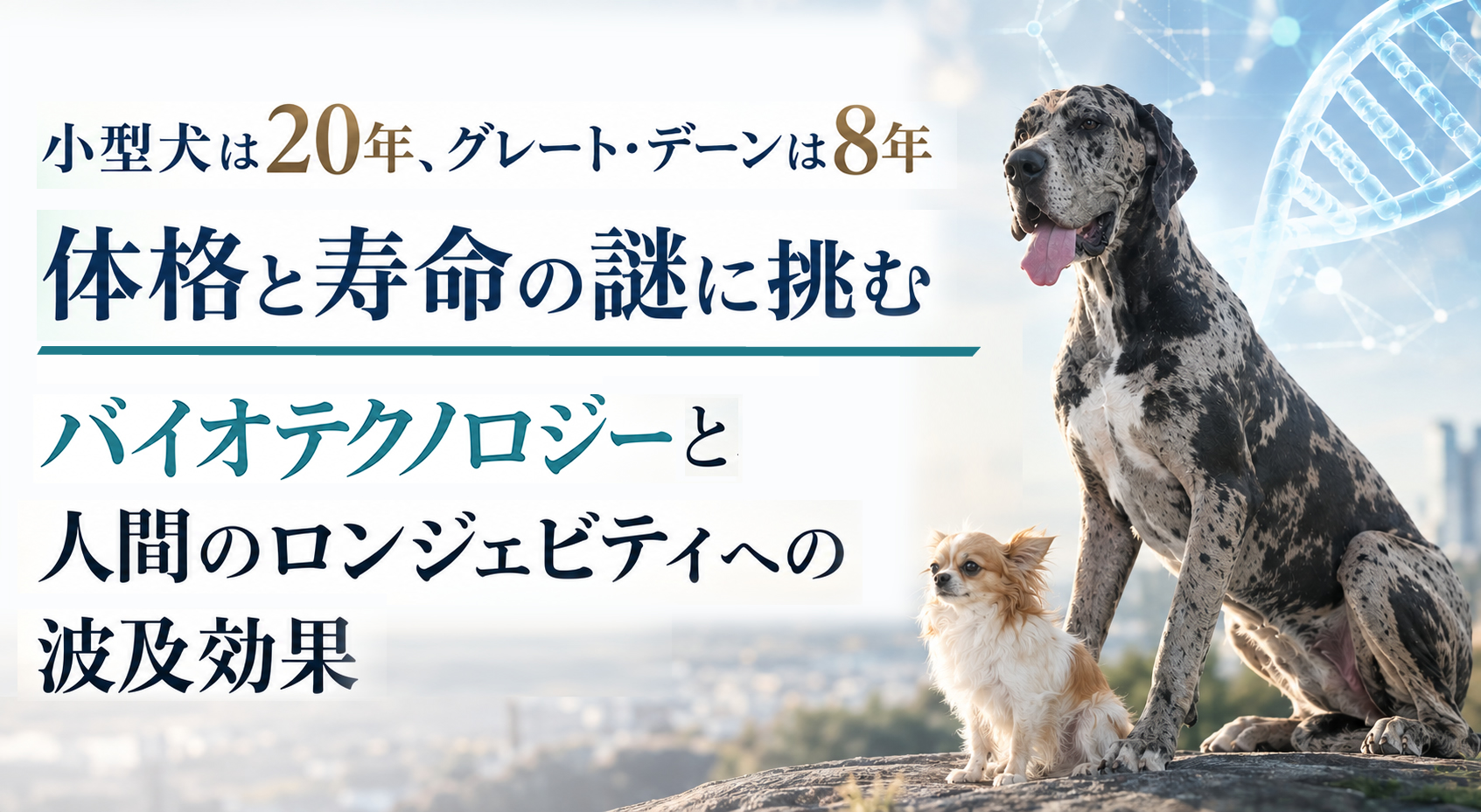 小型犬は20年、グレート・デーンは8年──体格と寿命の謎に挑むバイオテクノロジーと、人間のロンジェビティへの波及効果